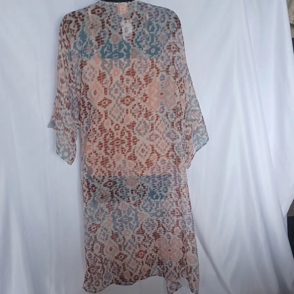 NWT SONOMA WATERCOLOR IKAT LONG KIMONO (BROWN MULTI / OS)